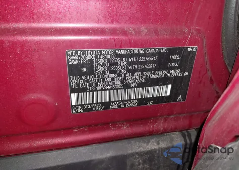 2021 Toyota Rav4 Le from USA, damaged, VIN 2T3F1RFV5MW153005